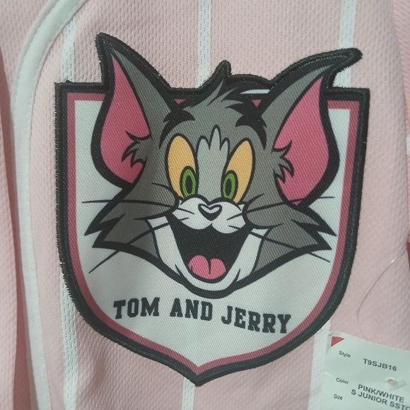 TOM & JERRY Pink Baseball Jersey Juniors Size: L (NEW) - Picture 2 of 7